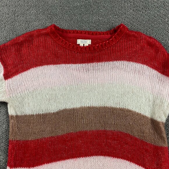 Fat Face Alpaca Wool Blend Sweater Women's Size 4 Stripe Red Pink Brown White - Picture 2 of 12